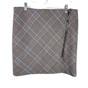 White House Black Market Women's 6 Zip Accent Pencil Skirt Black Red Herringbone